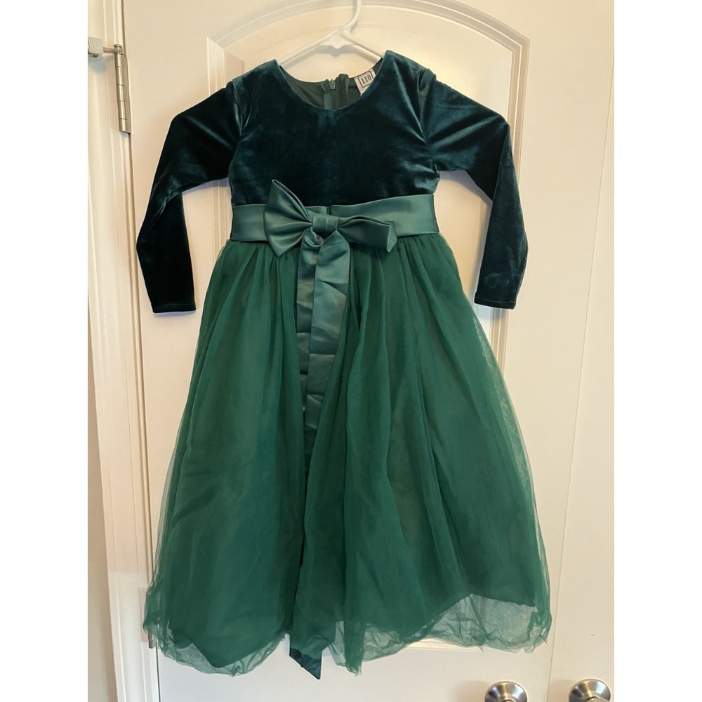 IDOPIP Tutu Dress Girls 110/2-3T Green NEW Velvet Holiday Christmas C781